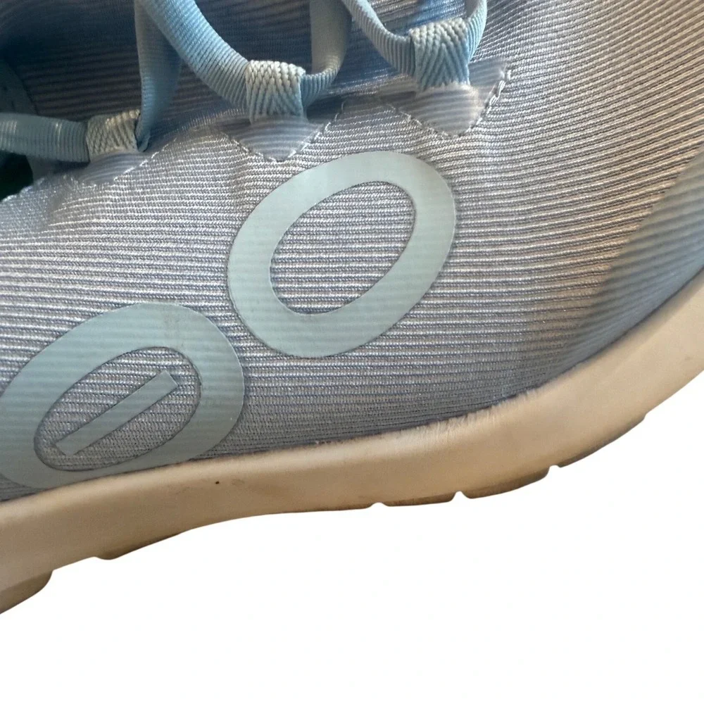 Oofos OOmg Low Women 9 Light Blue Recovery Walking Shoes Mesh Lace Up - Picture 3 of 10